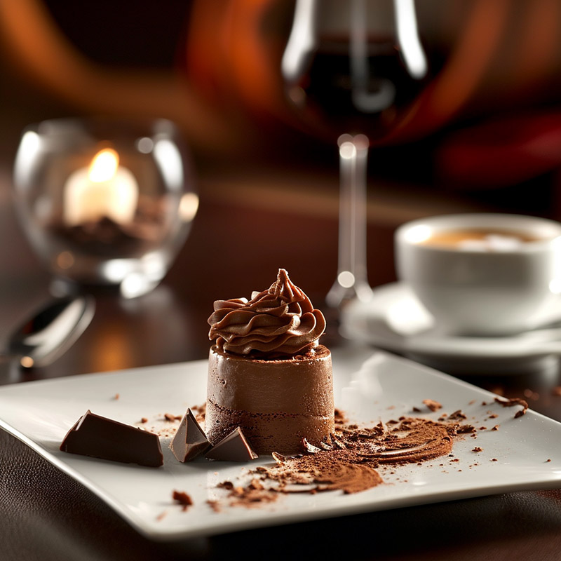 Chocolate Mousse as Part of a Gourmet Meal