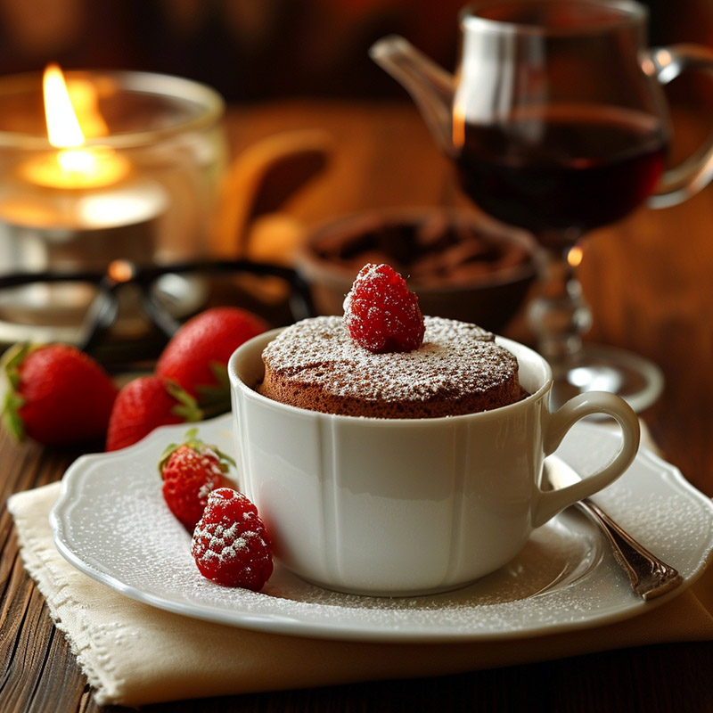 Chocolate Soufflé in a Cozy Home Setting