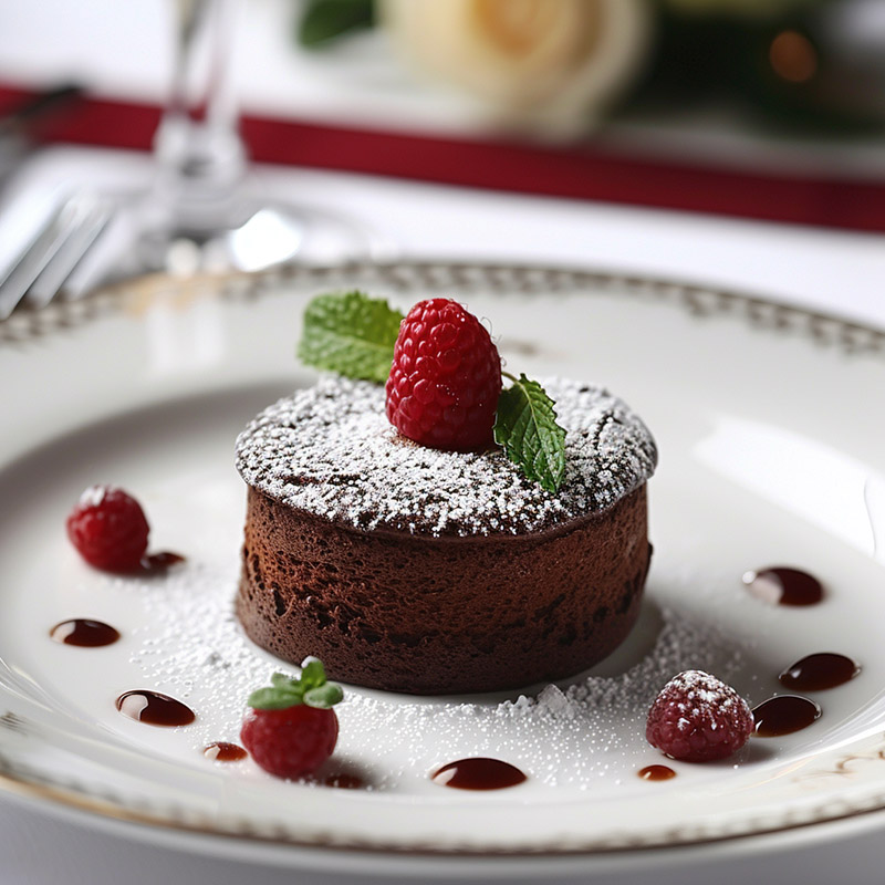 Elegant Dessert Table with Chocolate Soufflé