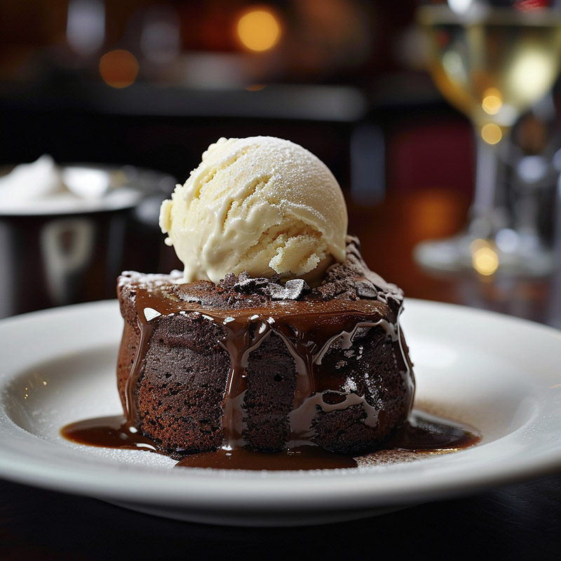 Chocolate Soufflé with Ice Cream or Sauce