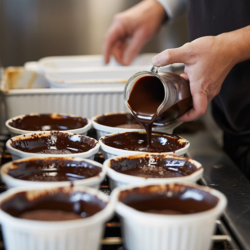 Chef or Baker Preparing Chocolate Soufflé