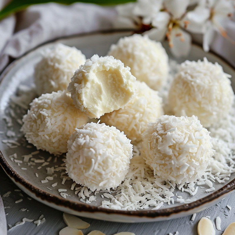 White Chocolate Truffles with Coconut Finished