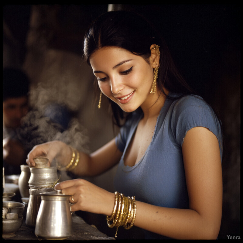 Young South Asian woman making tea/coffee