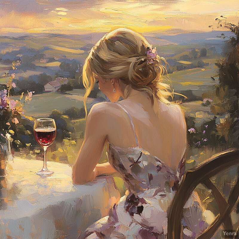 A woman sips wine in a vineyard setting.