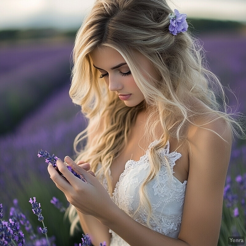 A young woman in a field of lavender