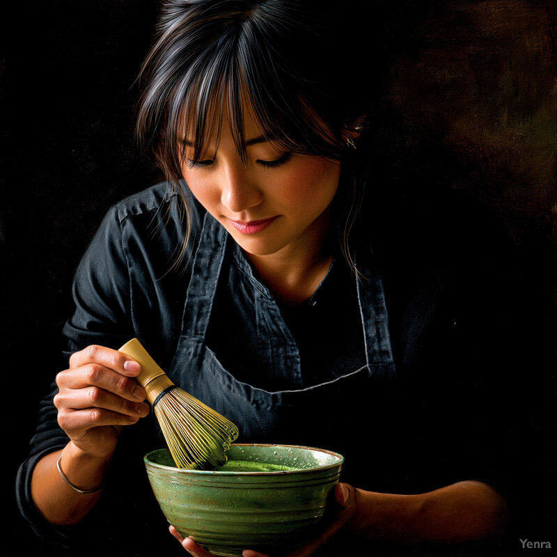 Woman preparing matcha