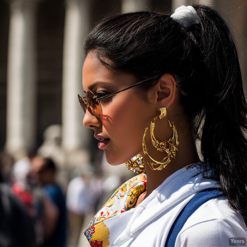 Close-up of a person's face outdoors on a sunny day