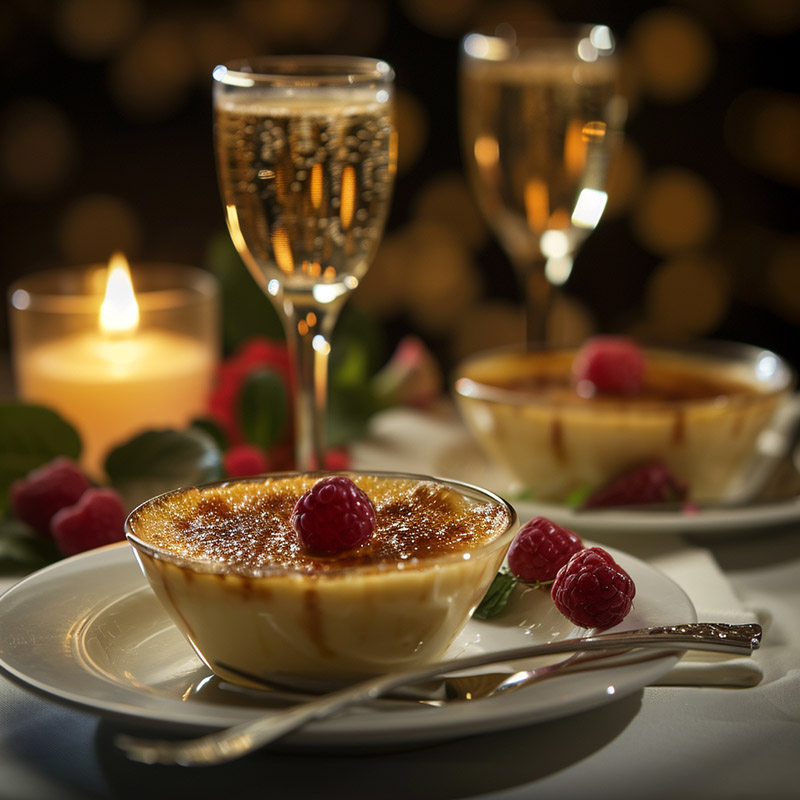 Romantic Crème Brûlée Dessert Setting