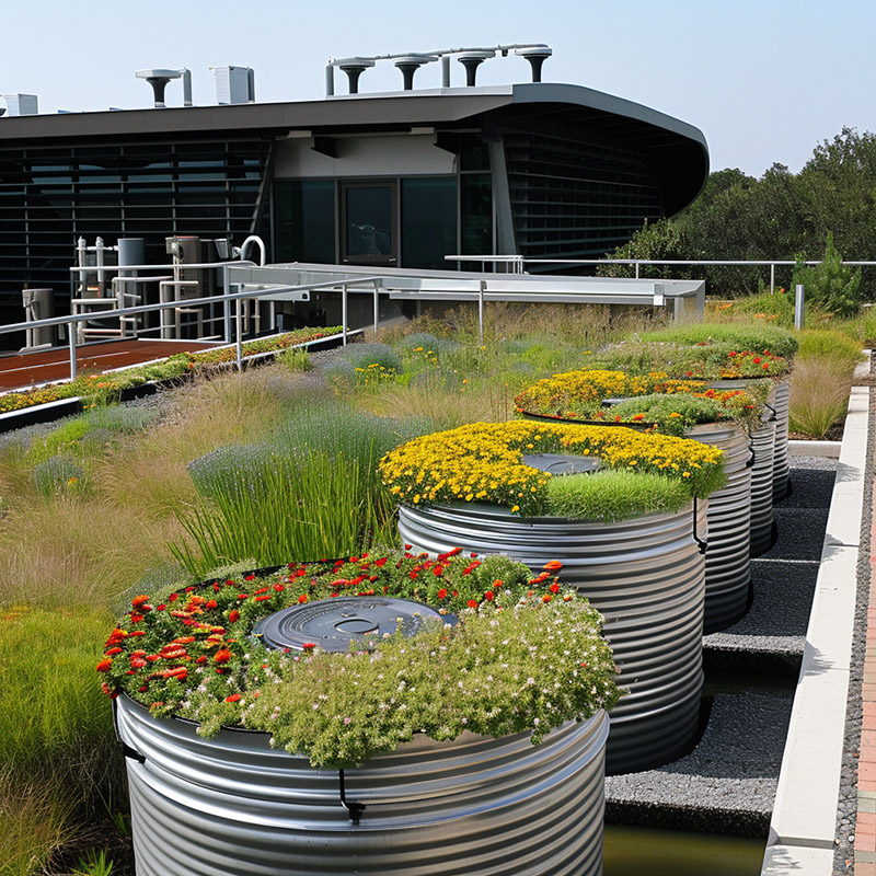 Green Roof with Rainwater Harvesting System