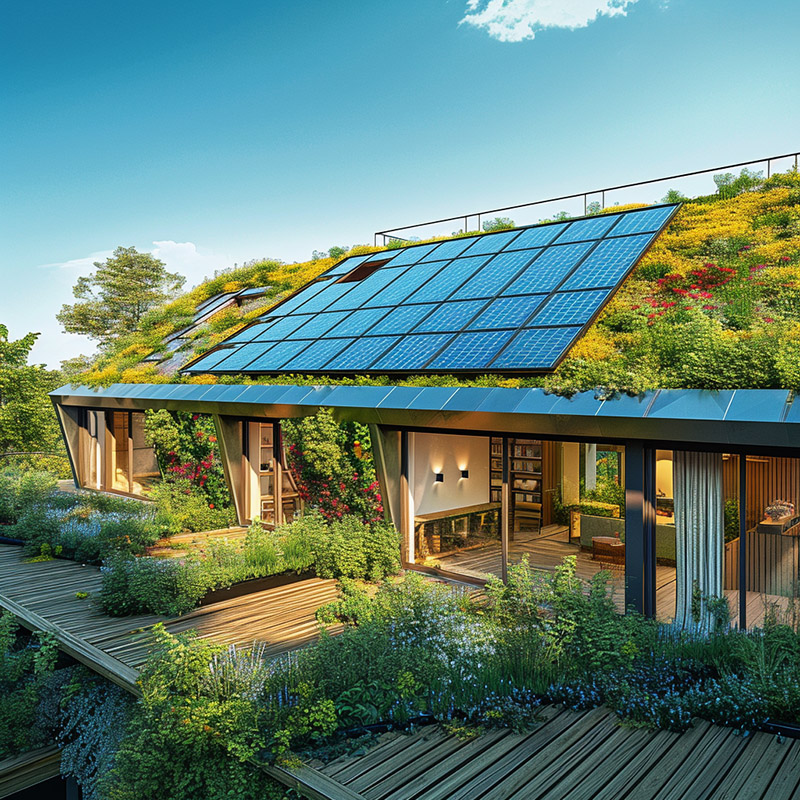 Green Roof with Solar Panels