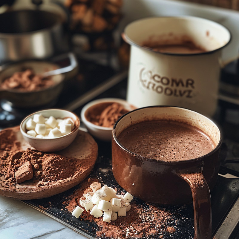 Hot Cocoa Making Process in the Kitchen