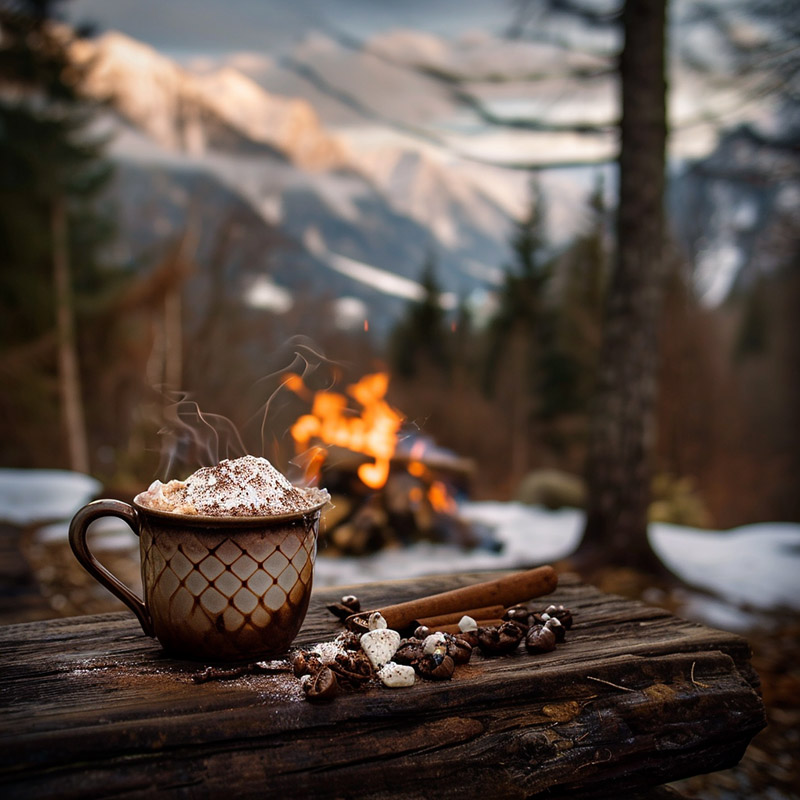 Rustic Hot Cocoa in the Wilderness