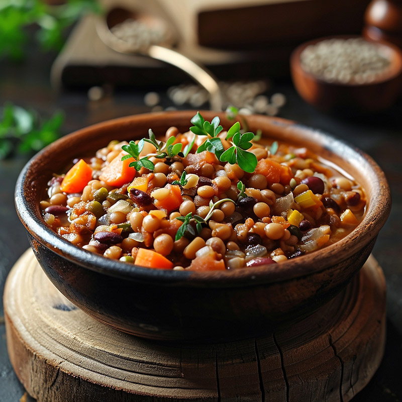 Cooked Dish Featuring Legumes and Grains