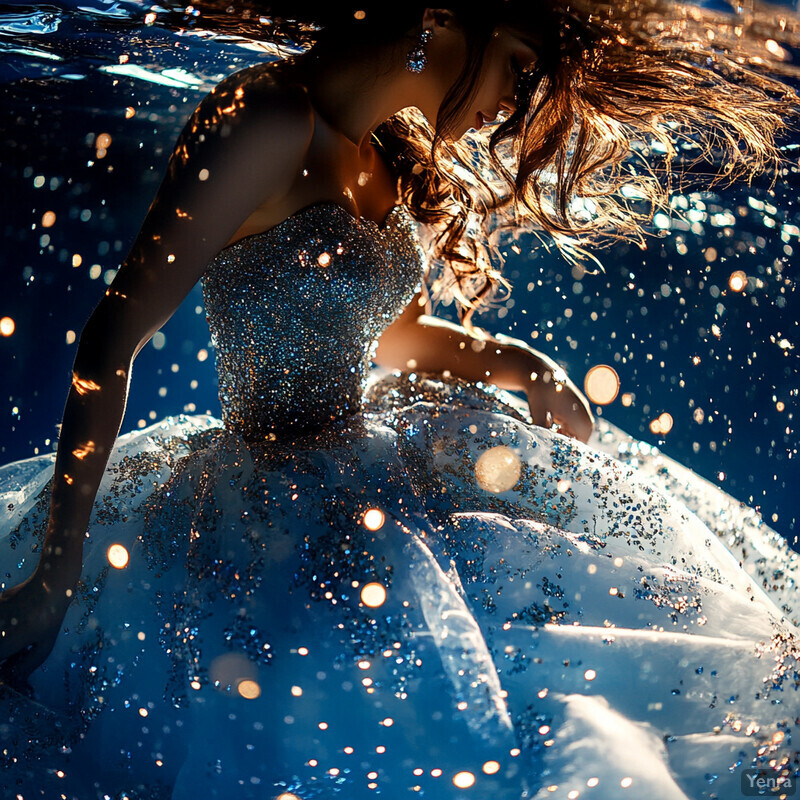 Underwater ball gown scene