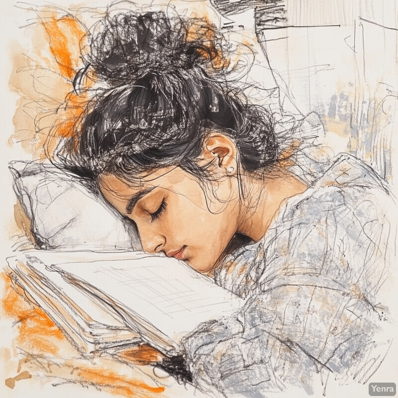 A young girl engrossed in reading a book on a couch or chair