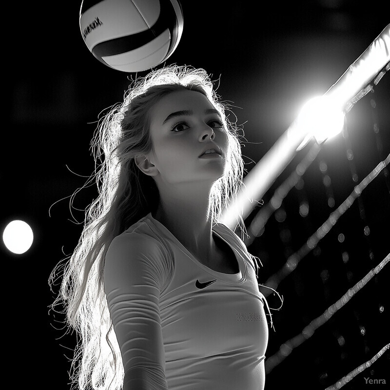 A young woman participating in a volleyball game, mid-action as she prepares to hit the ball.