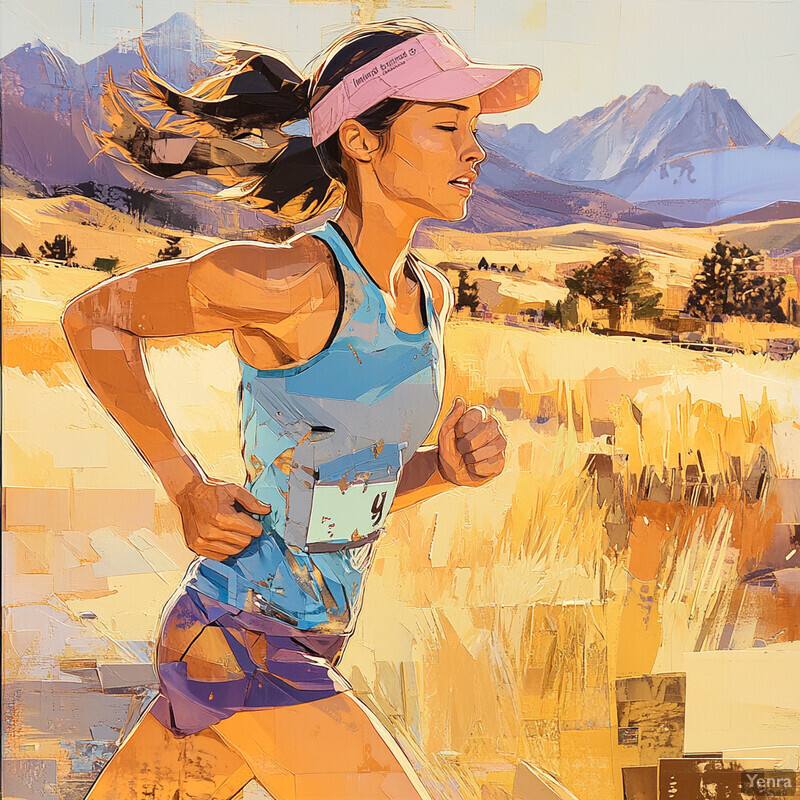 Woman running in desert landscape