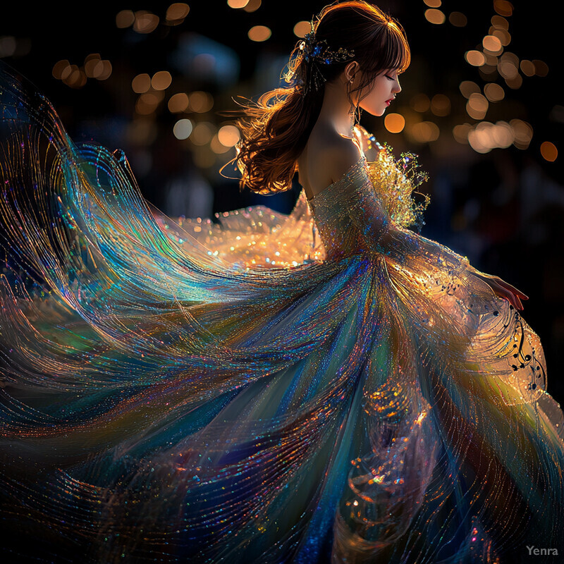 A woman in a stunning ballgown exudes elegance and poise.