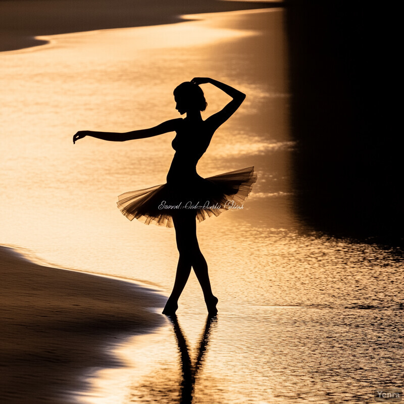 Ballet dancer on beach