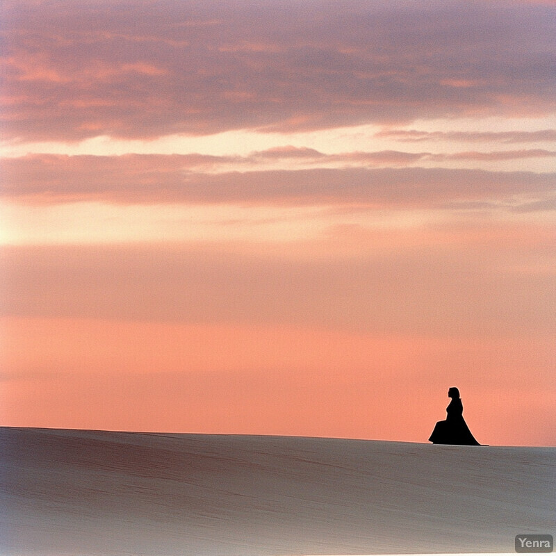 A woman sitting alone in an open field, surrounded by tall grasses and wildflowers.