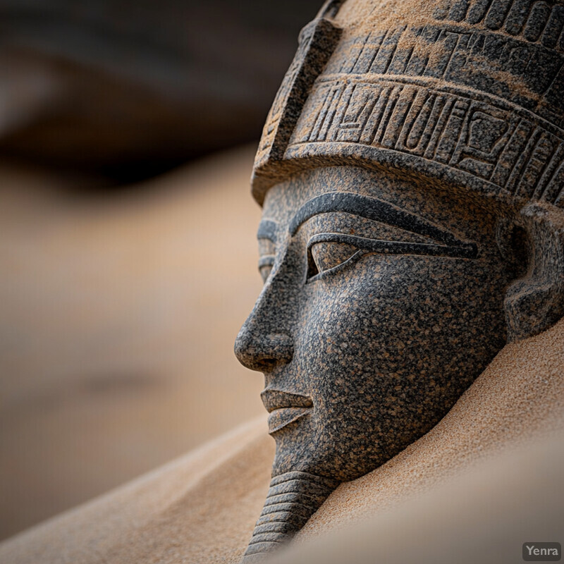 Ancient Egyptian statue in close-up