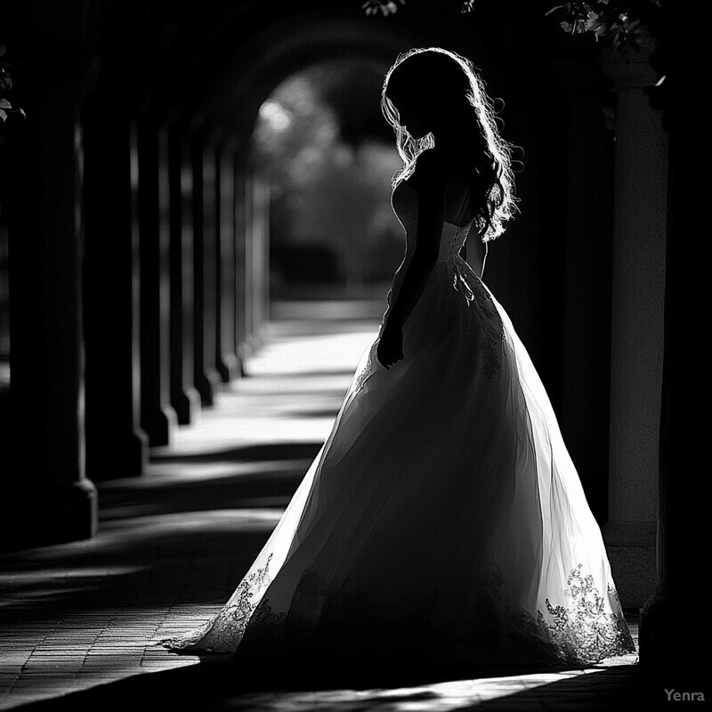 A woman in a wedding dress stands at her own wedding