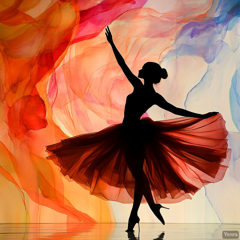 Silhouette of a Ballerina in Red Tutu