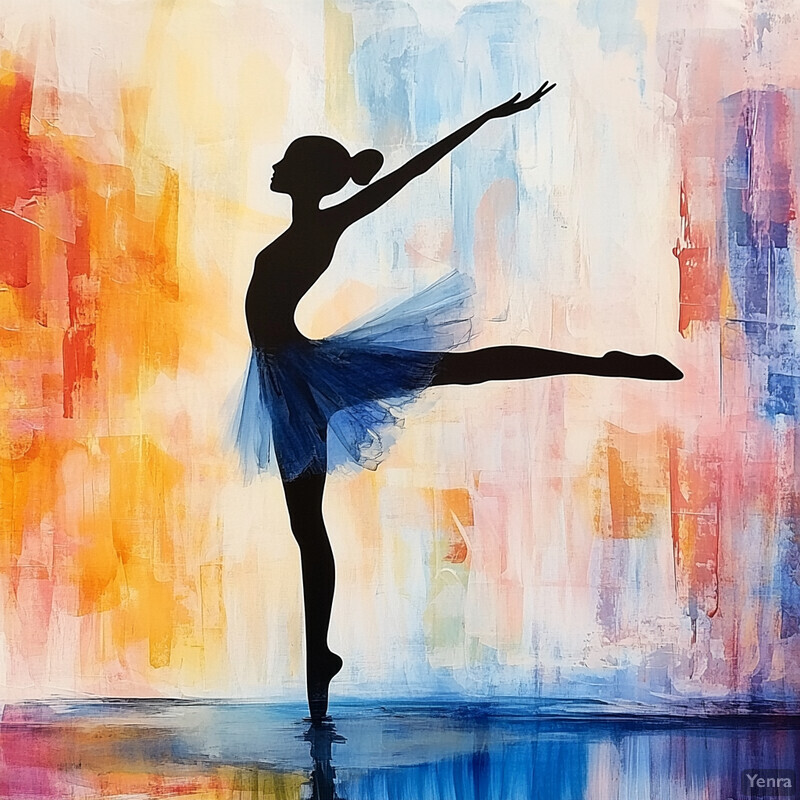 A silhouette of a ballerina in a dynamic pose