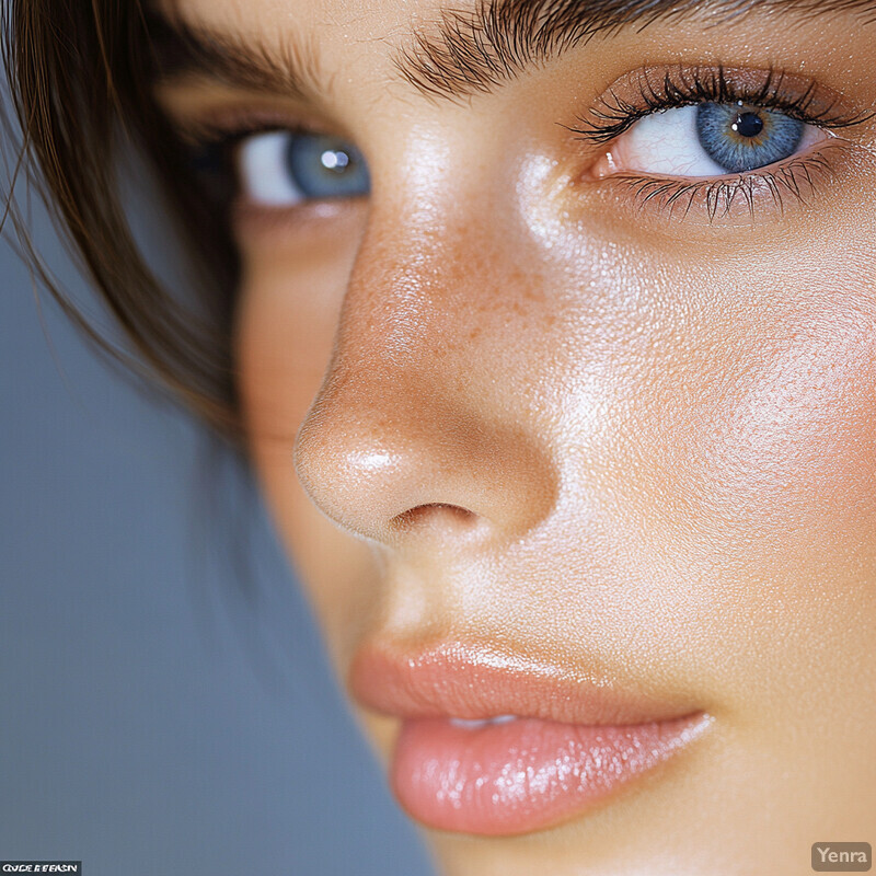 A close-up view of a woman's face