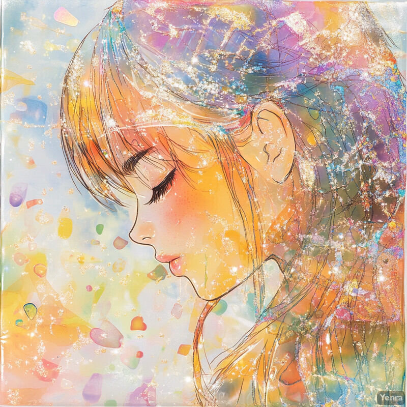 Anime-style woman with closed eyes and parted lips