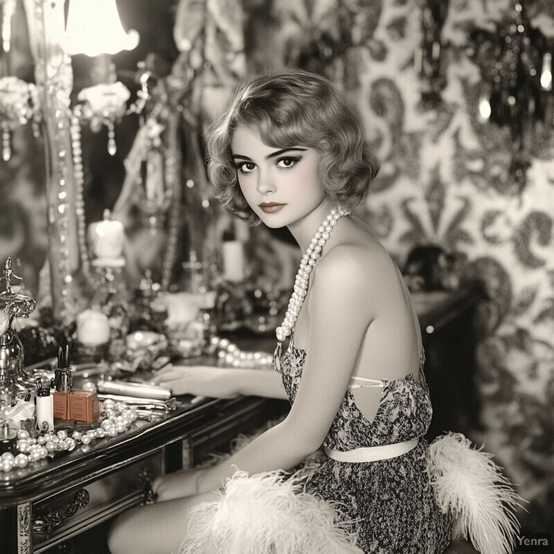 Vintage photograph of a woman in a glamorous setting