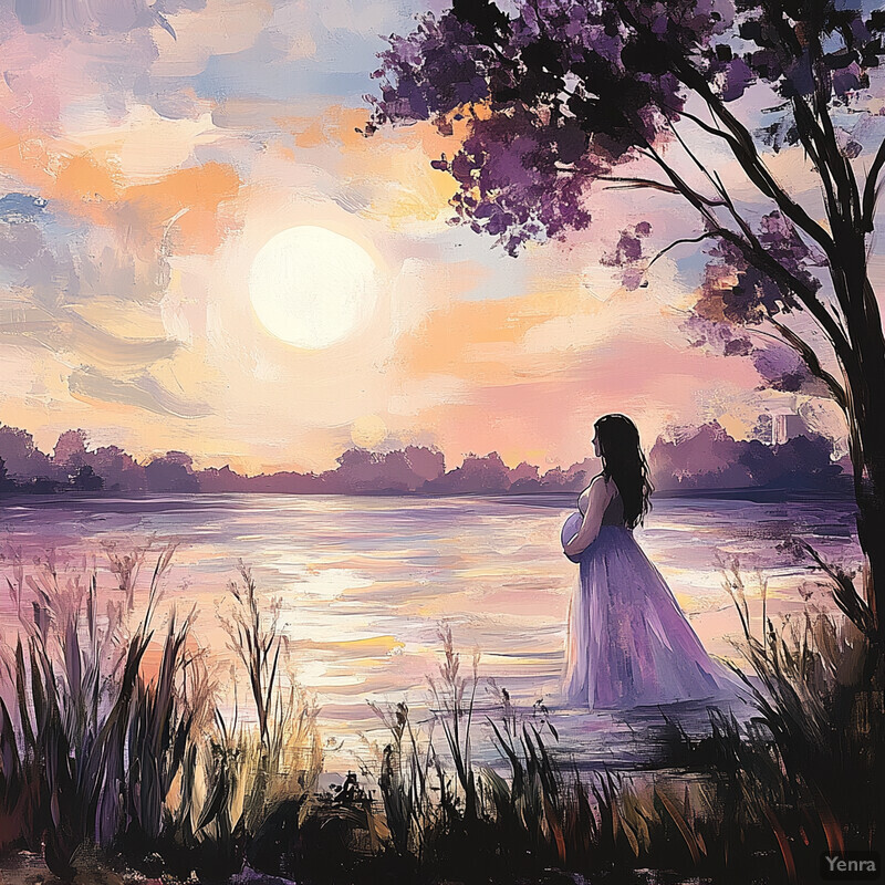 A woman stands on a dock overlooking a body of water, lost in thought as she gazes out at the beauty of nature.