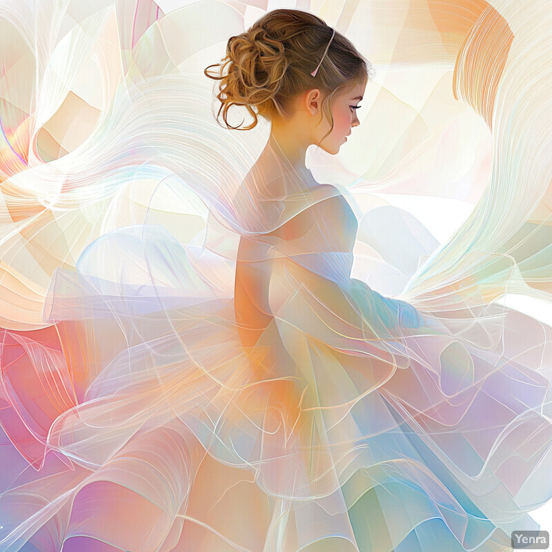 A young girl in a stunning ballgown with a sweetheart neckline and layers of tulle underneath.