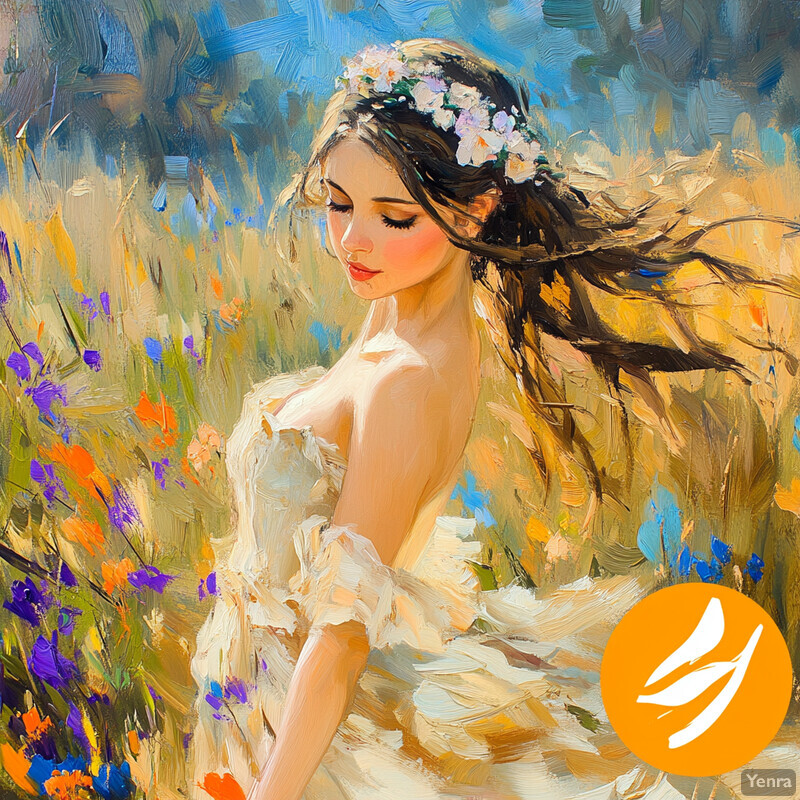 A woman in a field of wildflowers