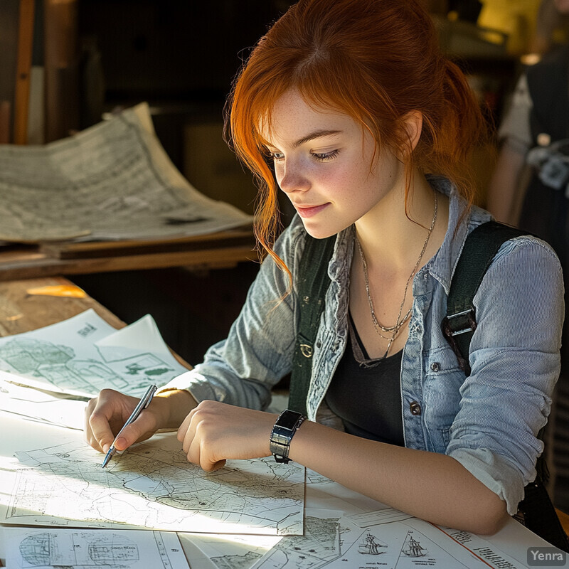 Woman studying a map