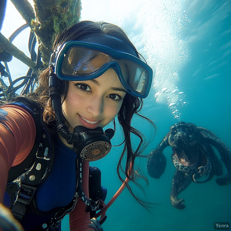 A woman snorkels in shallow ocean waters