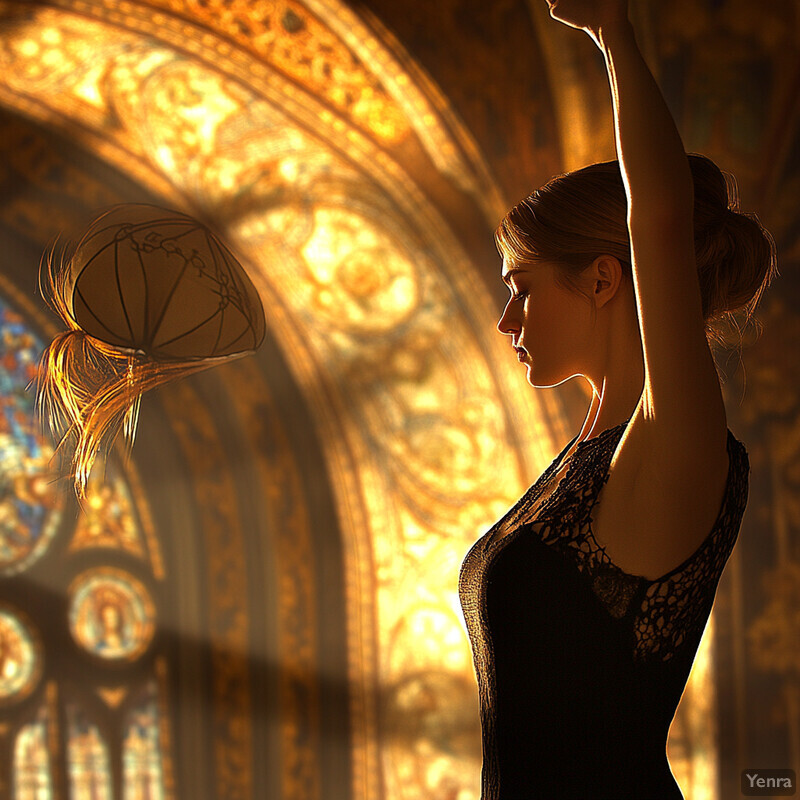 A woman in a sleeveless lace-trimmed dress poses for a photo shoot indoors.