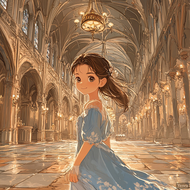 Anime-style girl standing in an ornate room