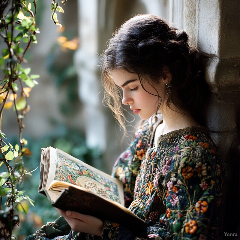 Fable Grace reads a book in an outdoor setting