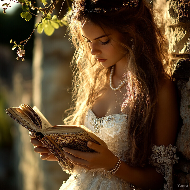 Woman reading a book outdoors