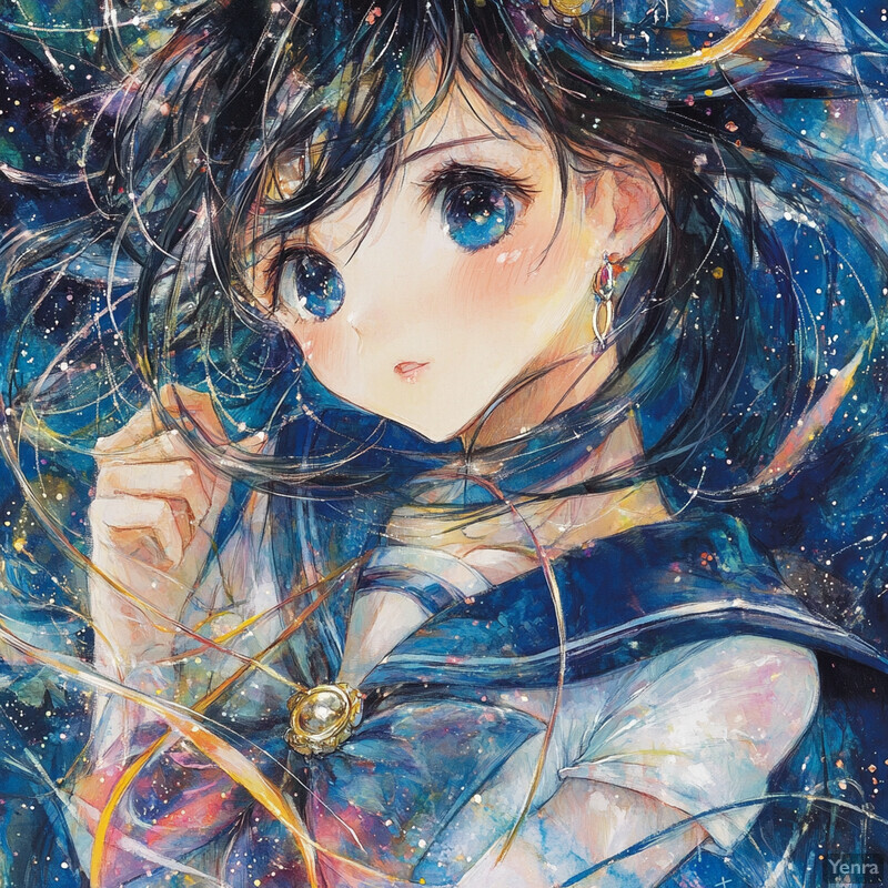 Anime-style illustration of a young girl with long hair and blue eyes