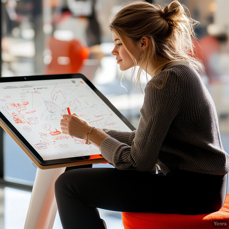 Woman working at an interactive whiteboard