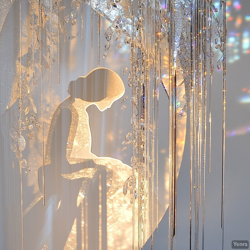 Silhouette of a woman amidst crystal formations