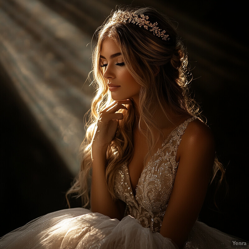 Woman in a wedding dress posing for a photograph