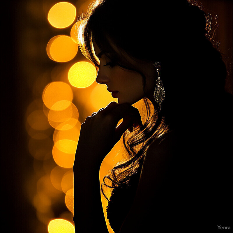 A woman's silhouette set against a vibrant yellow background, with her profile facing left.