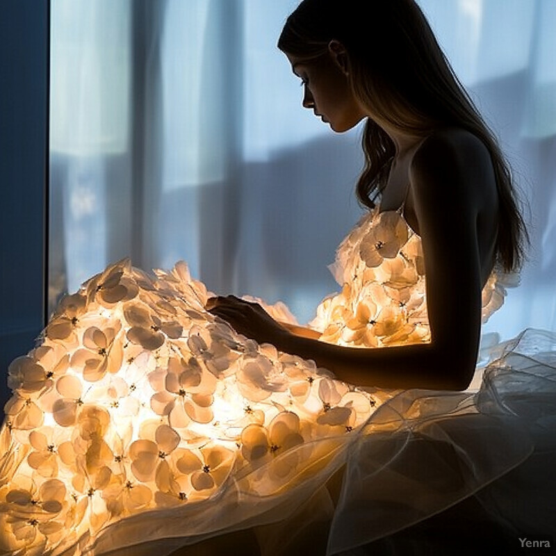 A woman in a stunning white floral dress