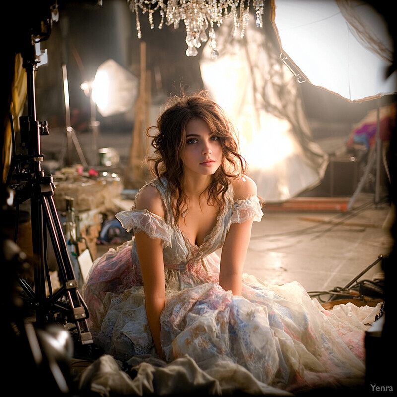 Woman in white dress sitting on floor