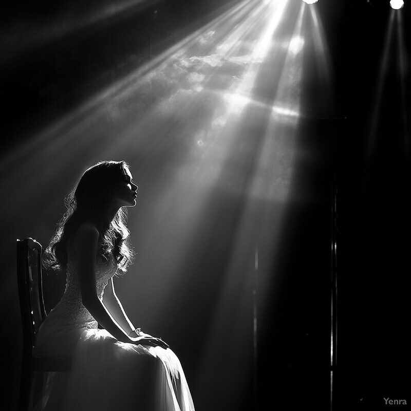 Woman in wedding dress sitting on chair