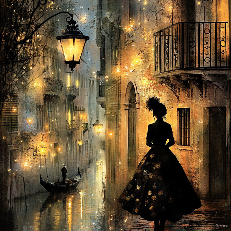 Enchanting alleyway scene at night