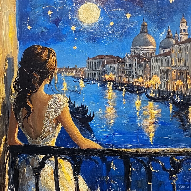 Woman Gazing Out at City Skyline